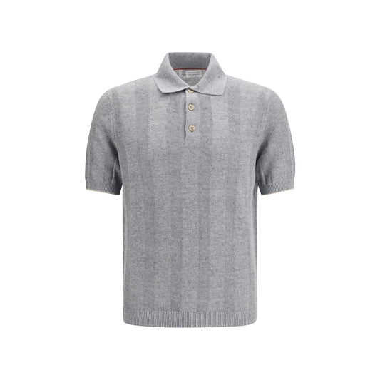 Brunello Cucinelli Gray Cotton Polo Shirt