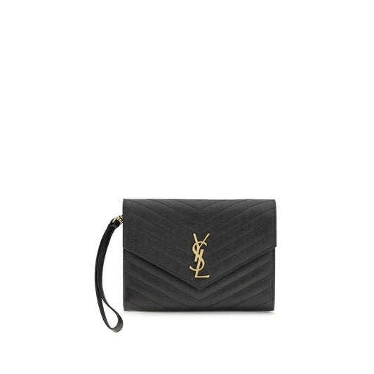 Saint Laurent Black Calf Leather Bos Taurus Clutch Bag
