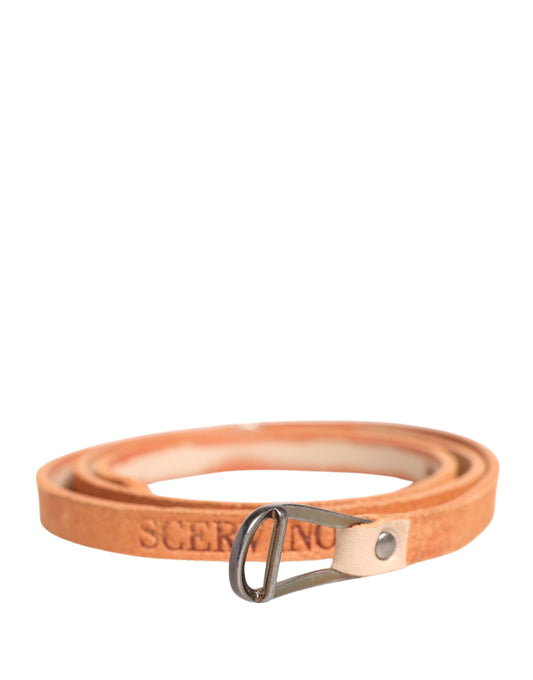 Scervino Street Women Orange Silver Metal Buckle Skinny Belt