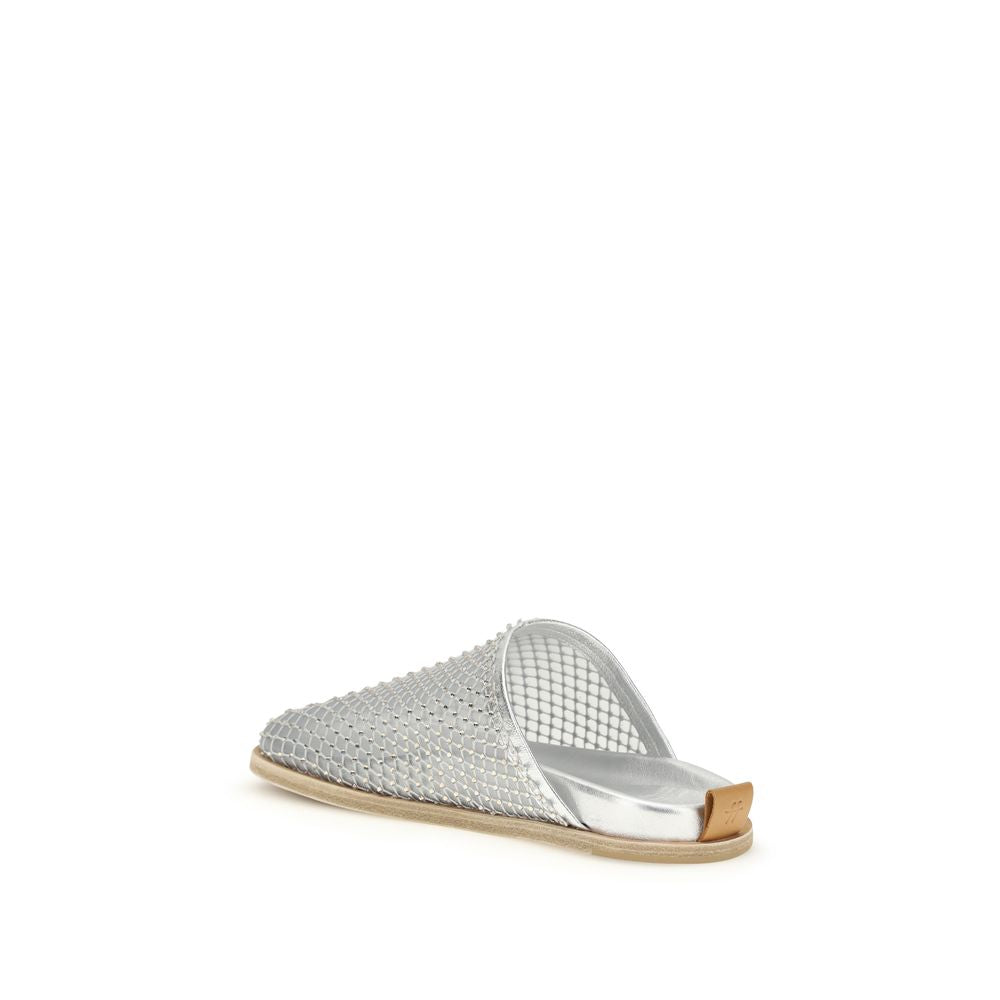 Forte_Forte Silver Calf Leather Bos Taurus Mules