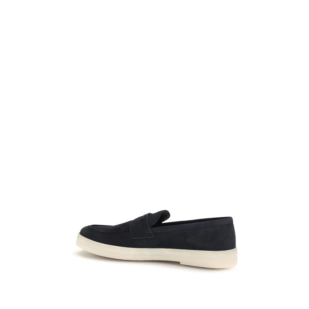 Prada Blue Calf Leather Bos Taurus Slip-On Loafers