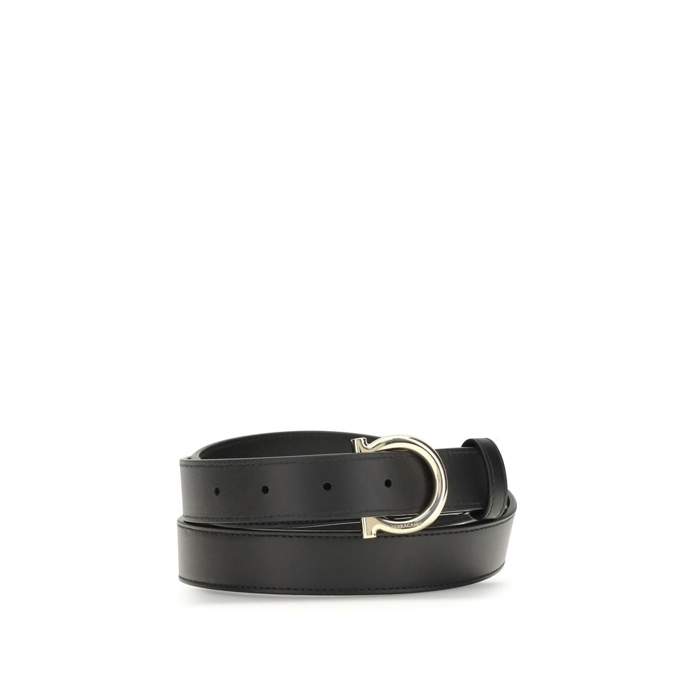 Ferragamo Black Calf Leather Bos Taurus Regular Belt