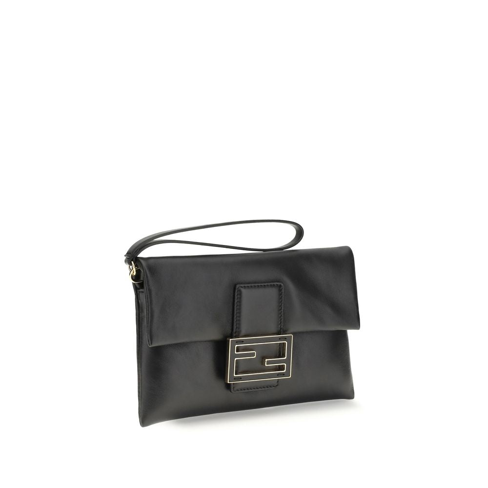Fendi Black Calf Leather Bos Taurus Clutch Bag