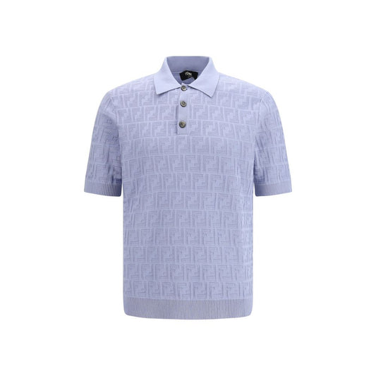 Fendi Blue Cotton Polo Shirt