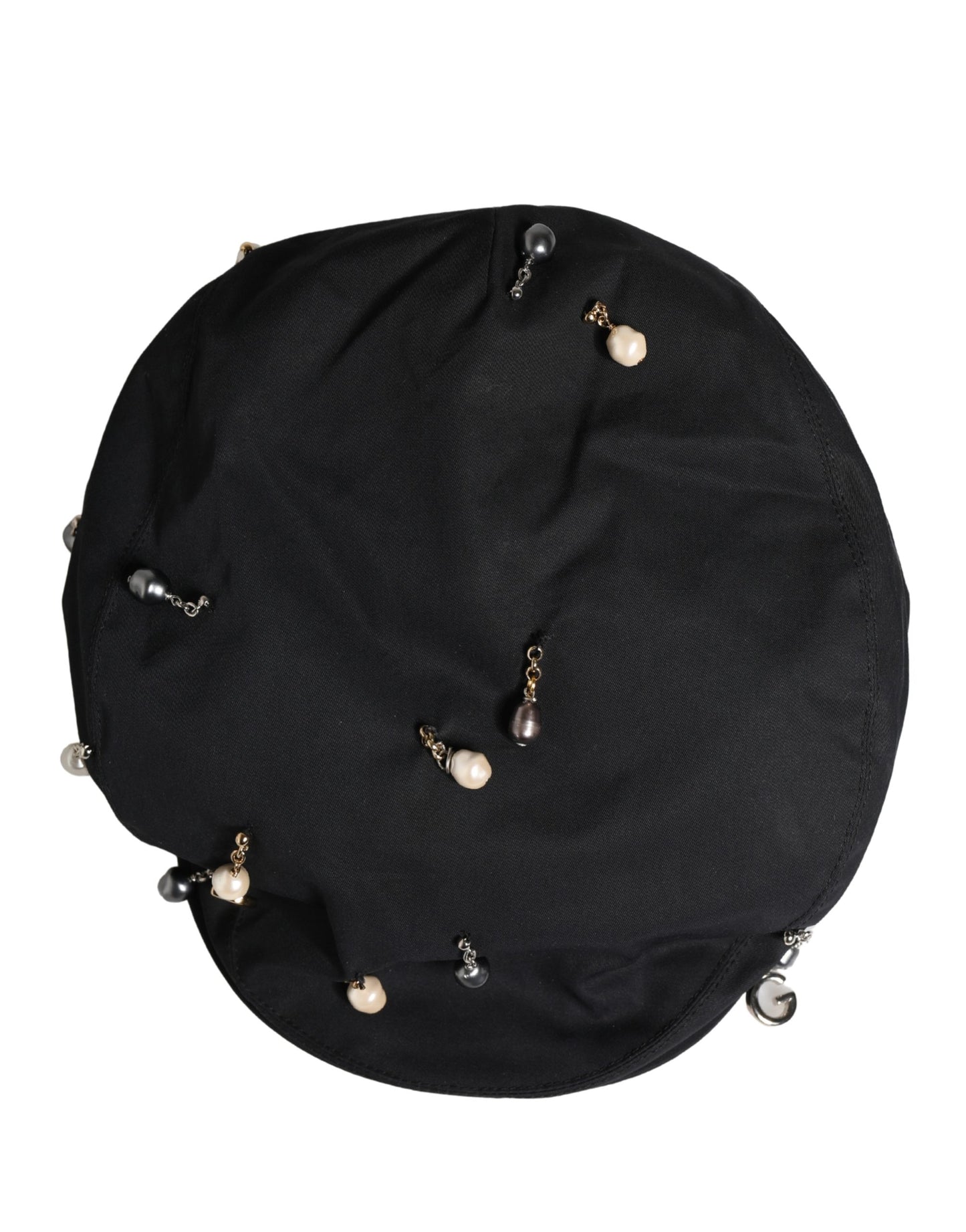 Dolce & Gabbana Men Black Cotton Embellished Newsboy Capello Hat