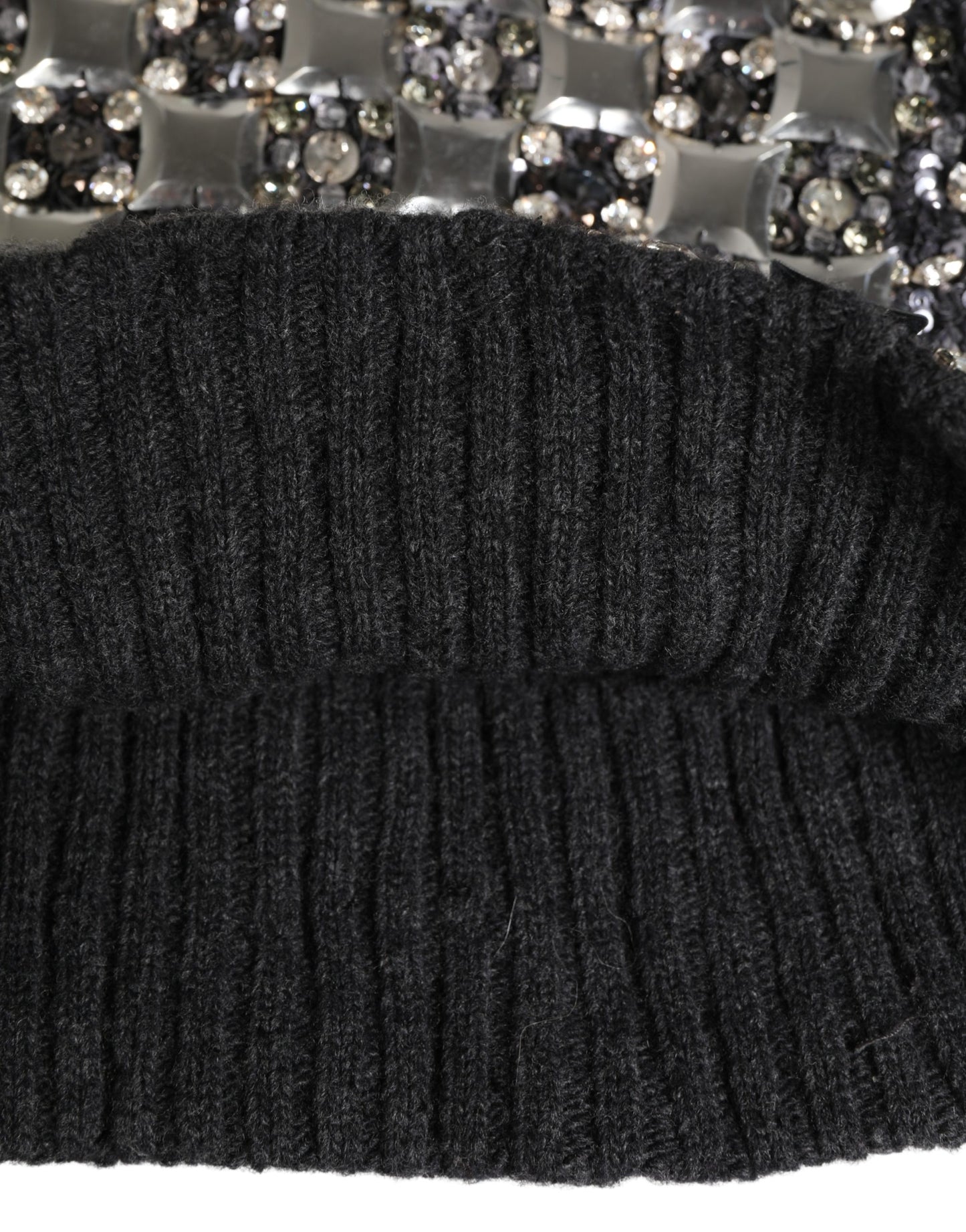 Dolce & Gabbana Black Wool Crystal Embellished Balaclava Hat