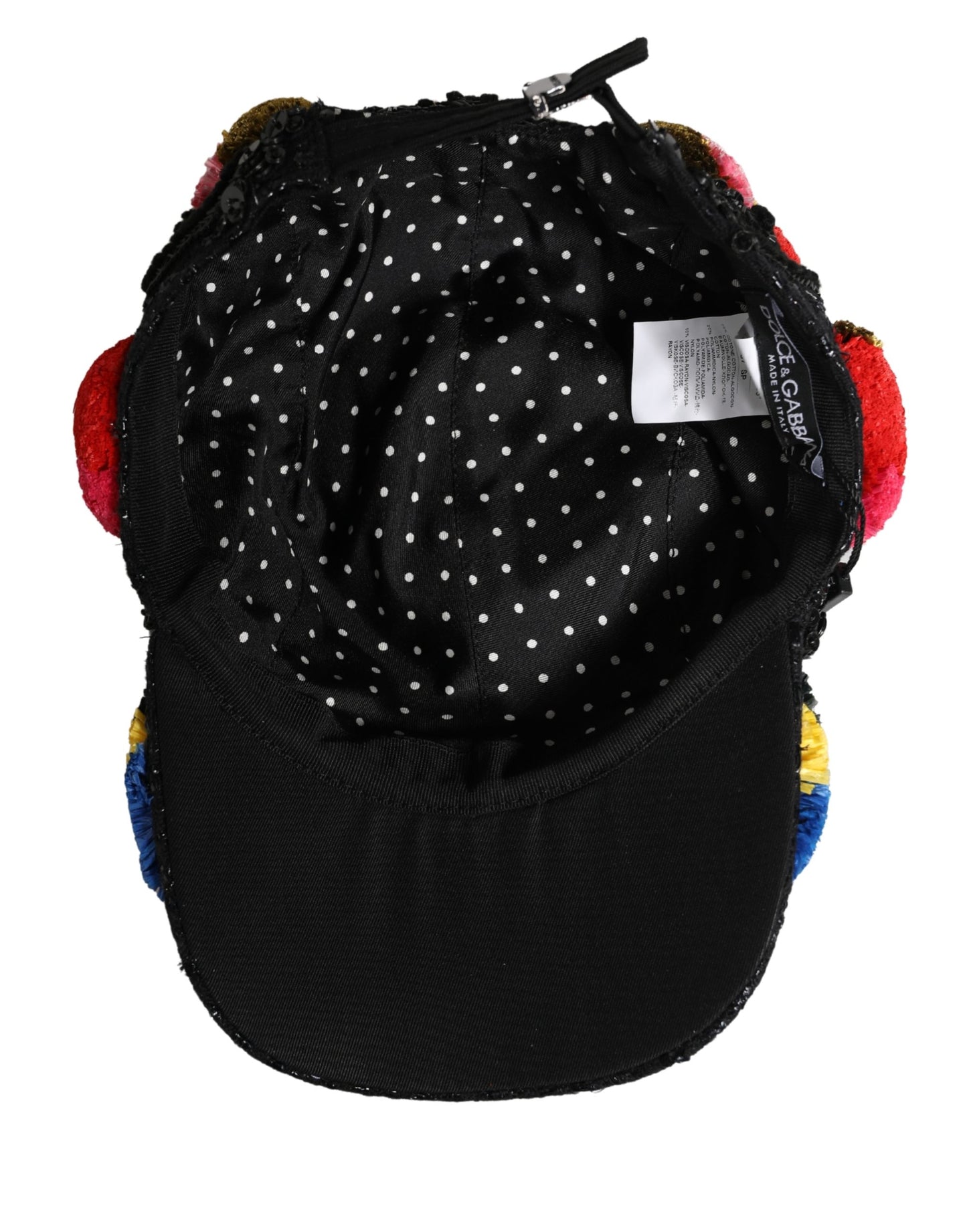 Dolce & Gabbana Multicolor Pom Poms Sequin Embellishment Hat