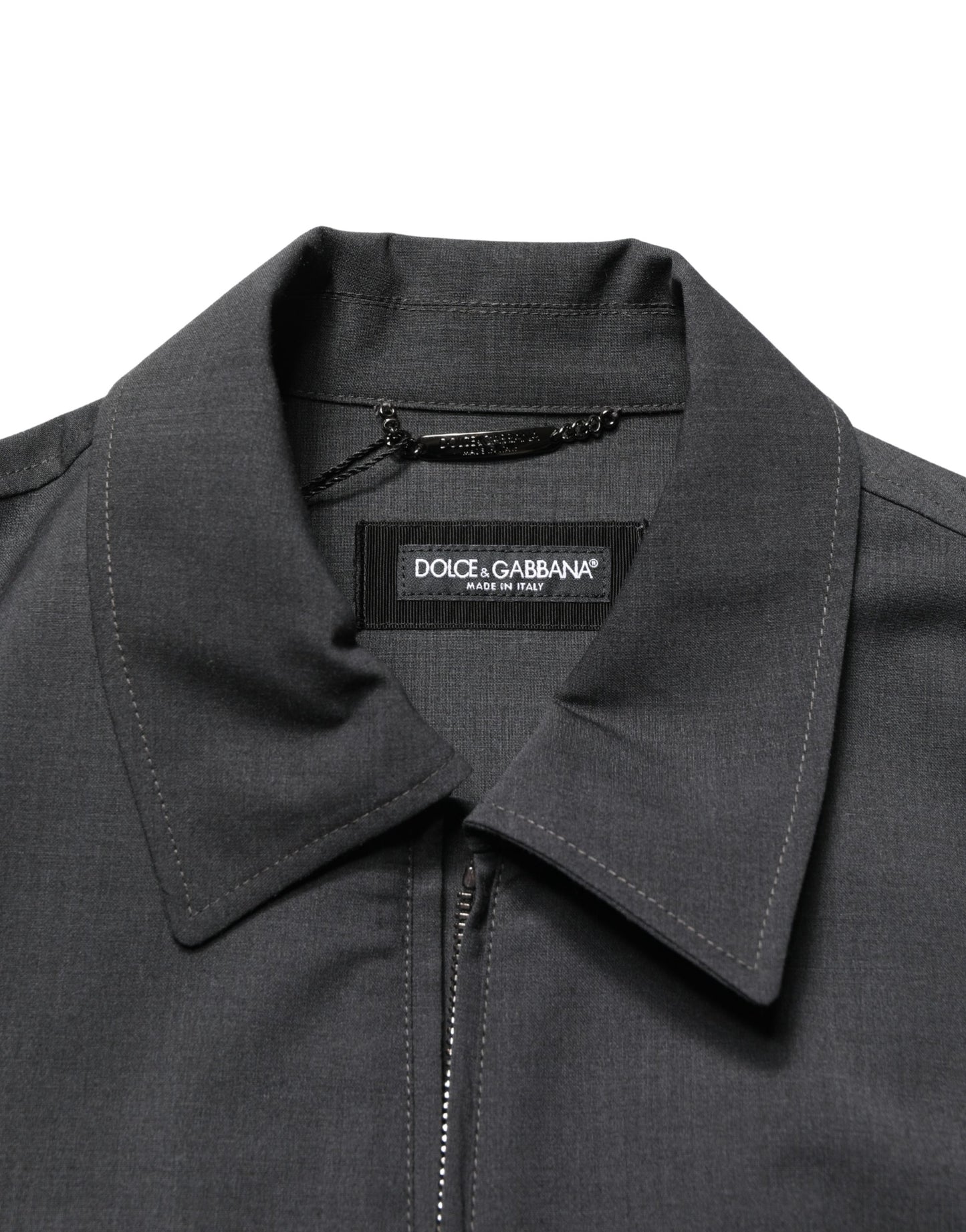 Dolce & Gabbana Black Wool Logo Full Zip Men Bomber Jacket