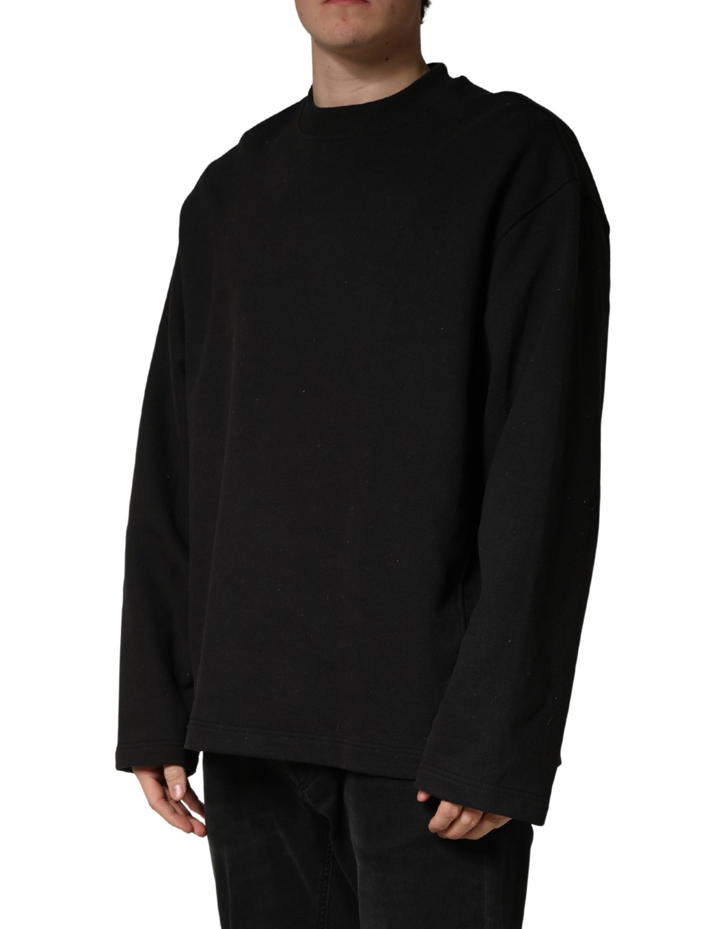 Dolce & Gabbana Black Cotton Crew Neck Sweatshirt  Sweater
