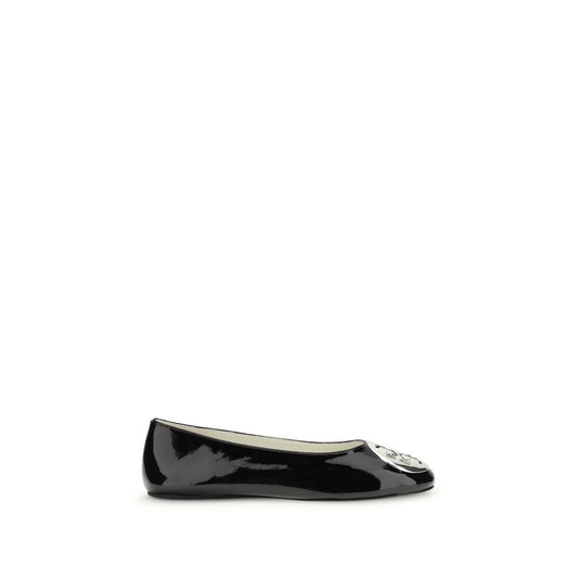 Tory Burch Black Calf Leather Bos Taurus Ballet Flats