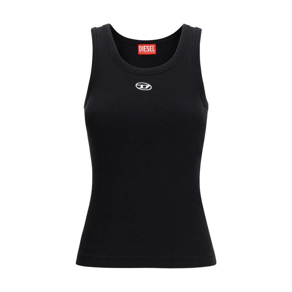 Diesel Black Cotton Tank Tops
