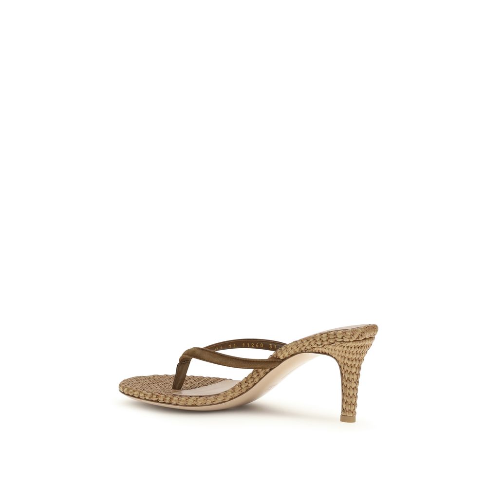 Gianvito Rossi Beige Raffia Stiletto Heel Sandals