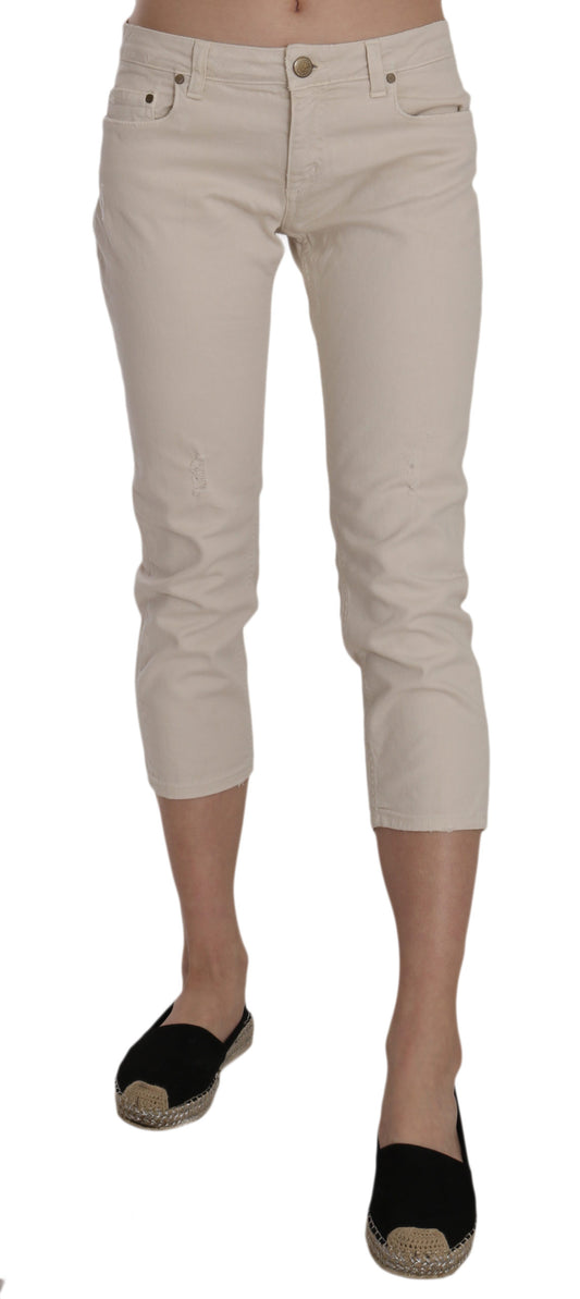 Dondup Beige Niedrige Taille Skinny Cropped Capri-Hose