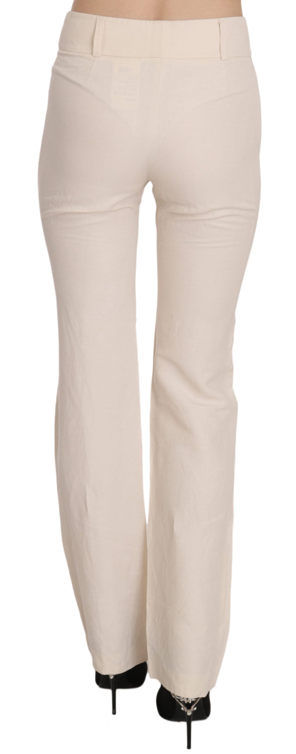 LAUREL Raised white high waist flared trousers