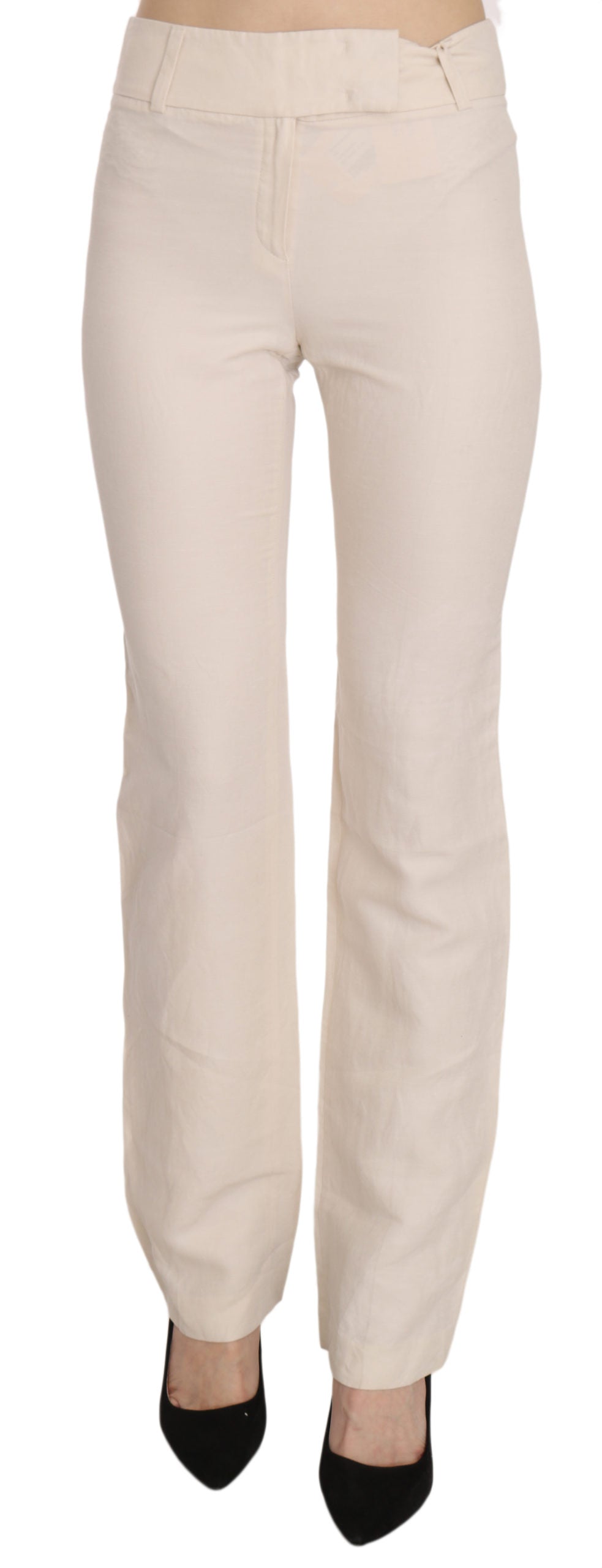 LAUREL Raised white high waist flared trousers