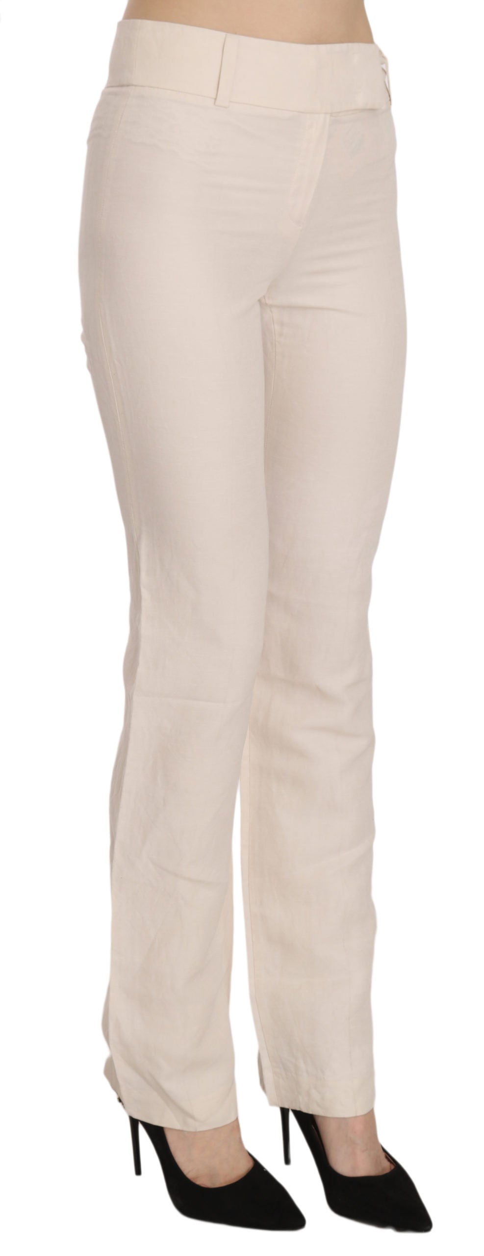 LAUREL Raised white high waist flared trousers