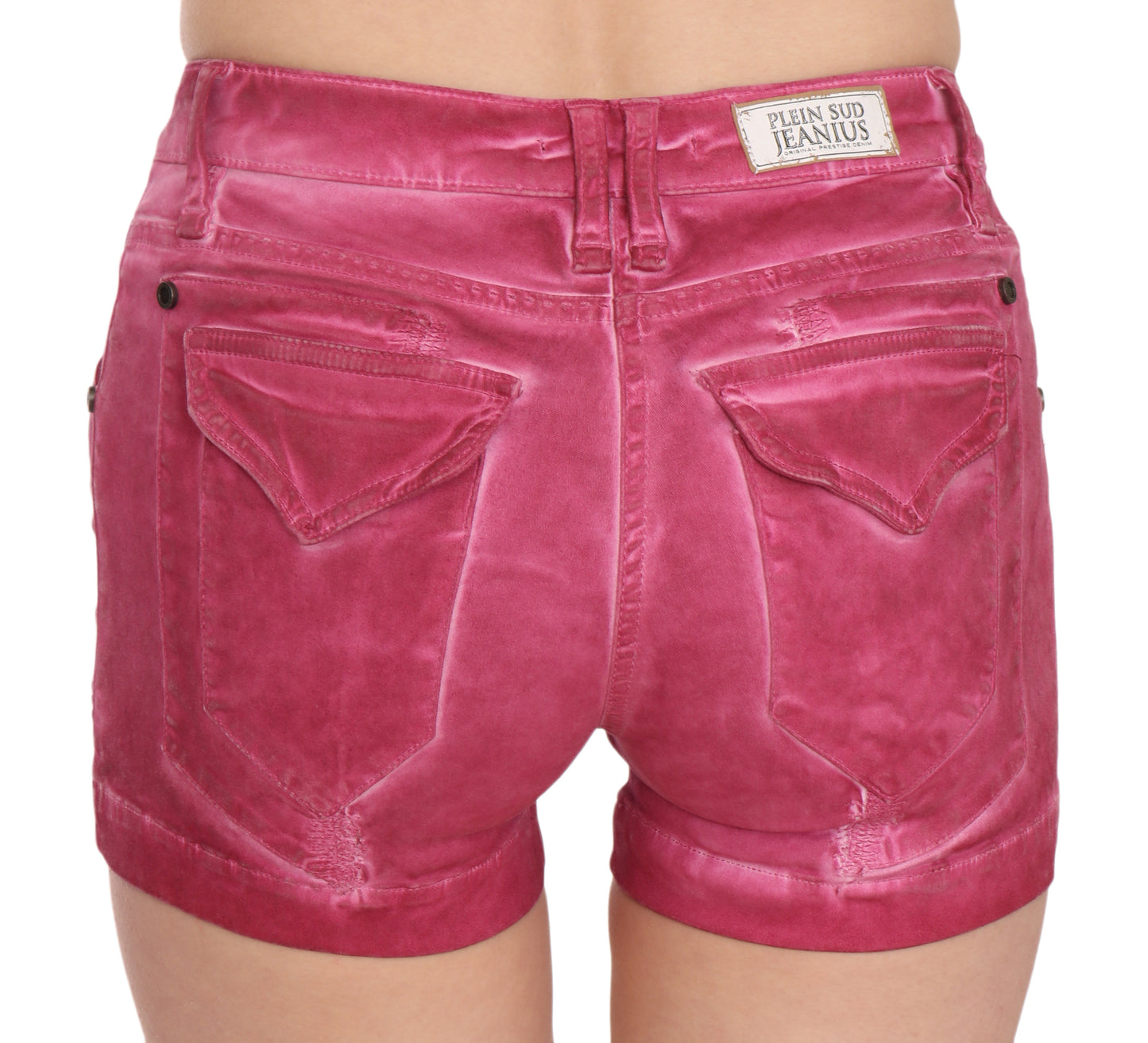 PLEIN SUD Chic pink washed denim shorts