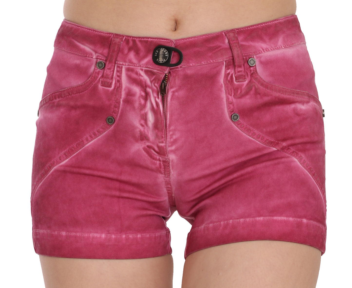 PLEIN SUD Chic pink washed denim shorts