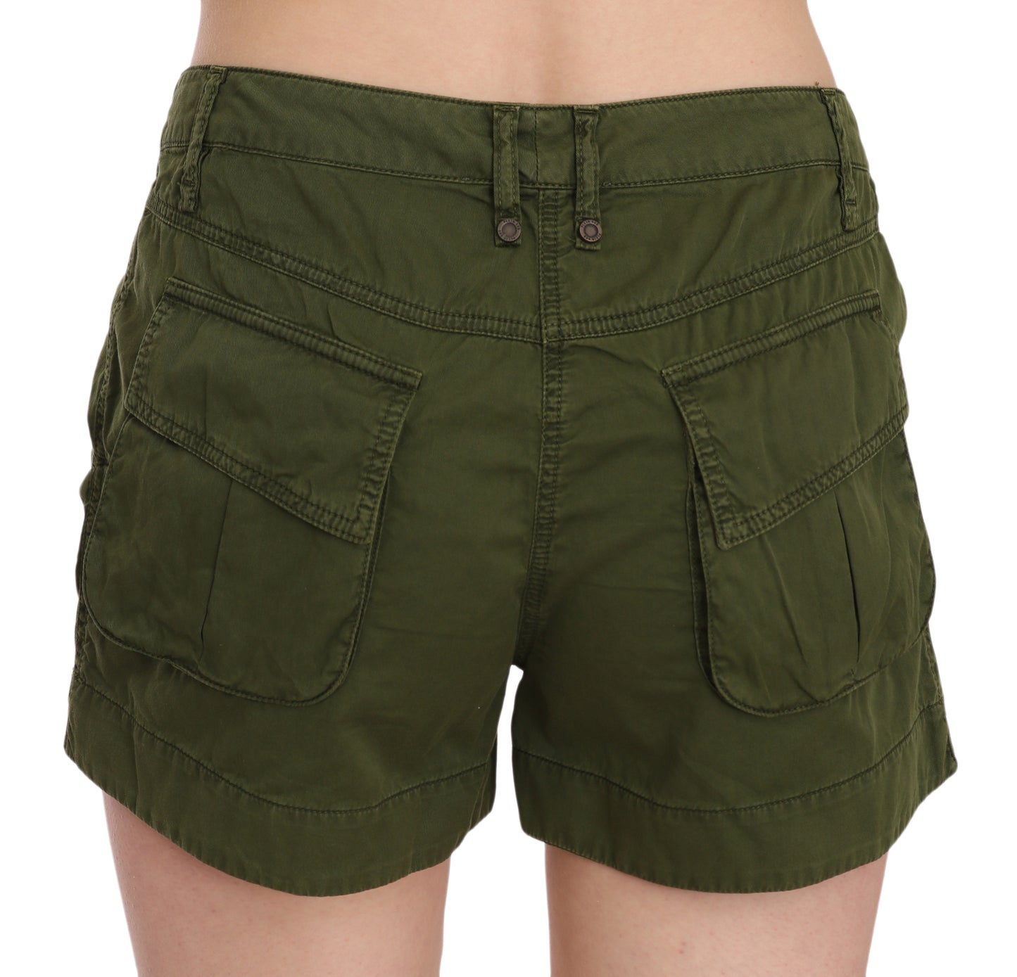 PLEIN SUD Emerald green cotton mid-waist shorts