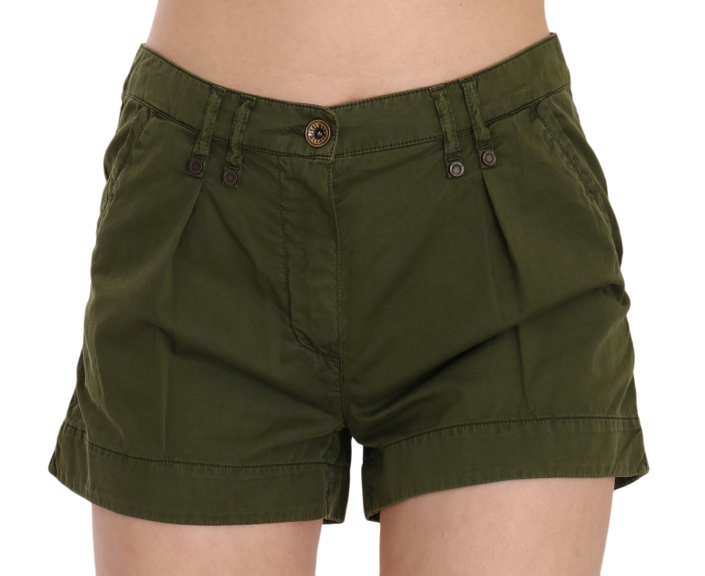 PLEIN SUD Emerald green cotton mid-waist shorts