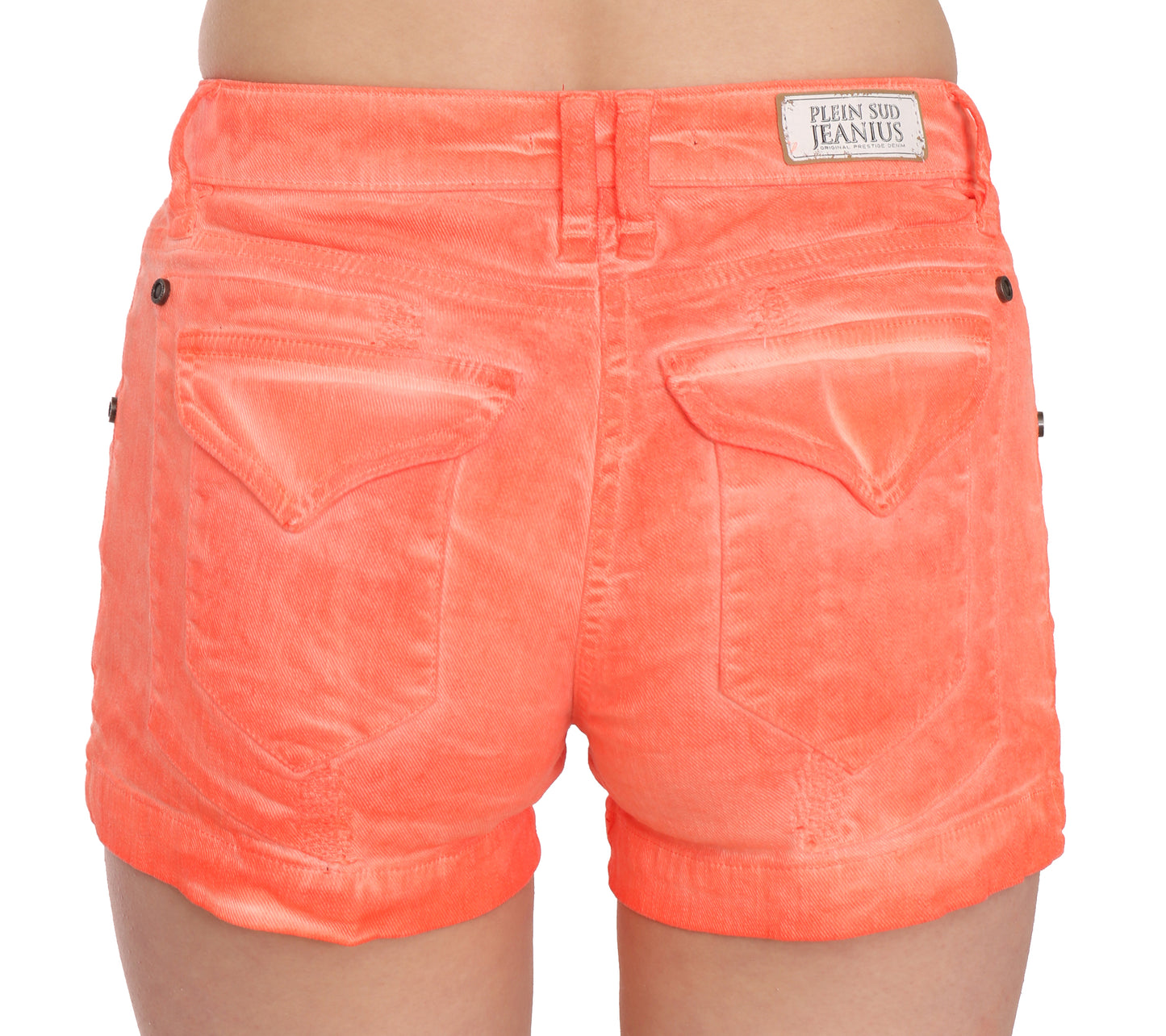 PLEIN SUD Chic orange mid-waist mini shorts