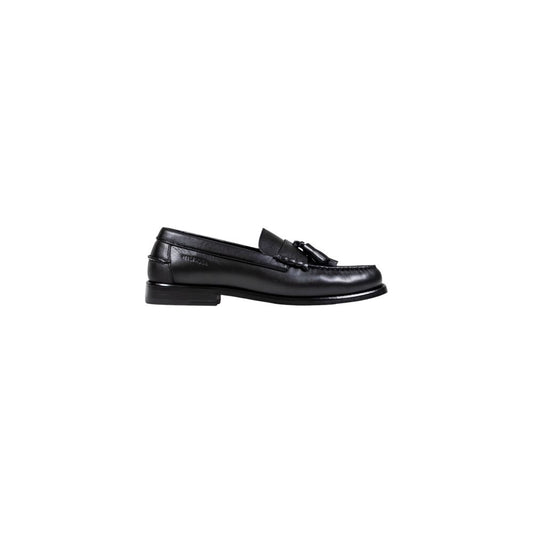 Tommy Hilfiger Black Leather Slip-On Loafers