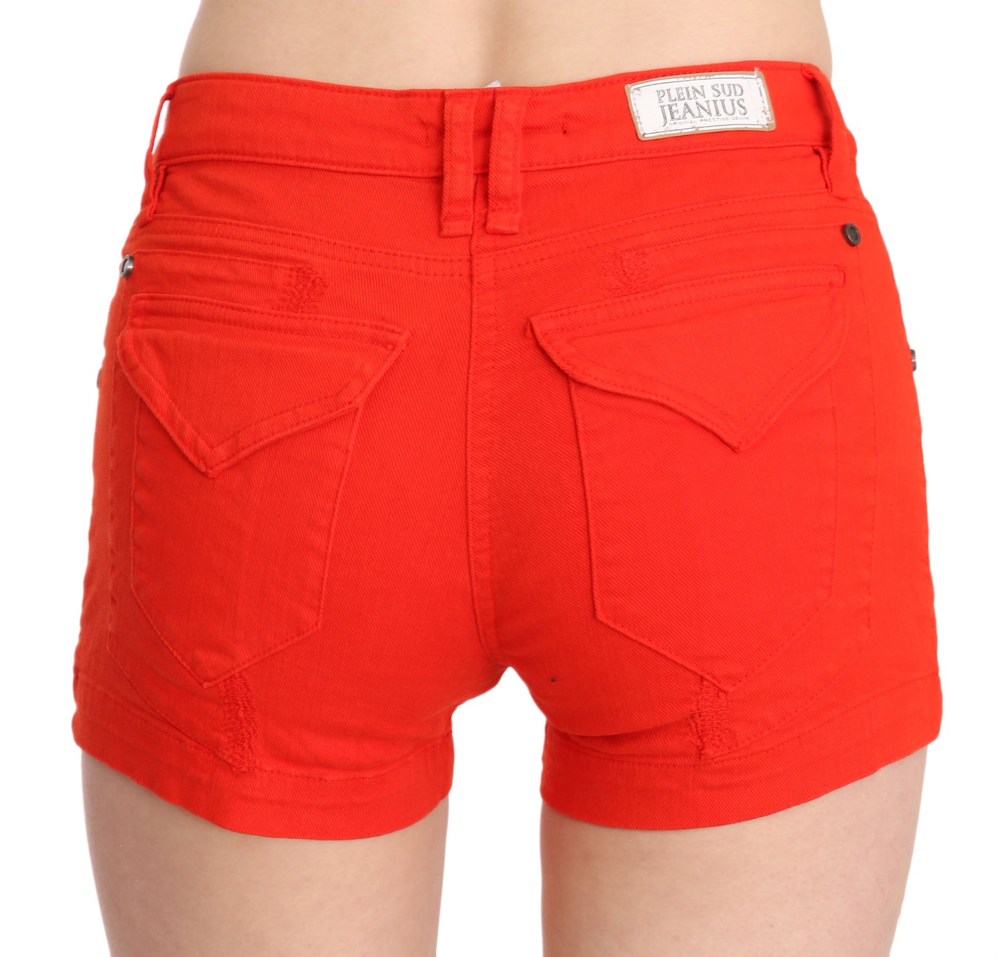 PLEIN SUD Chic mid-waist mini shorts in bright orange