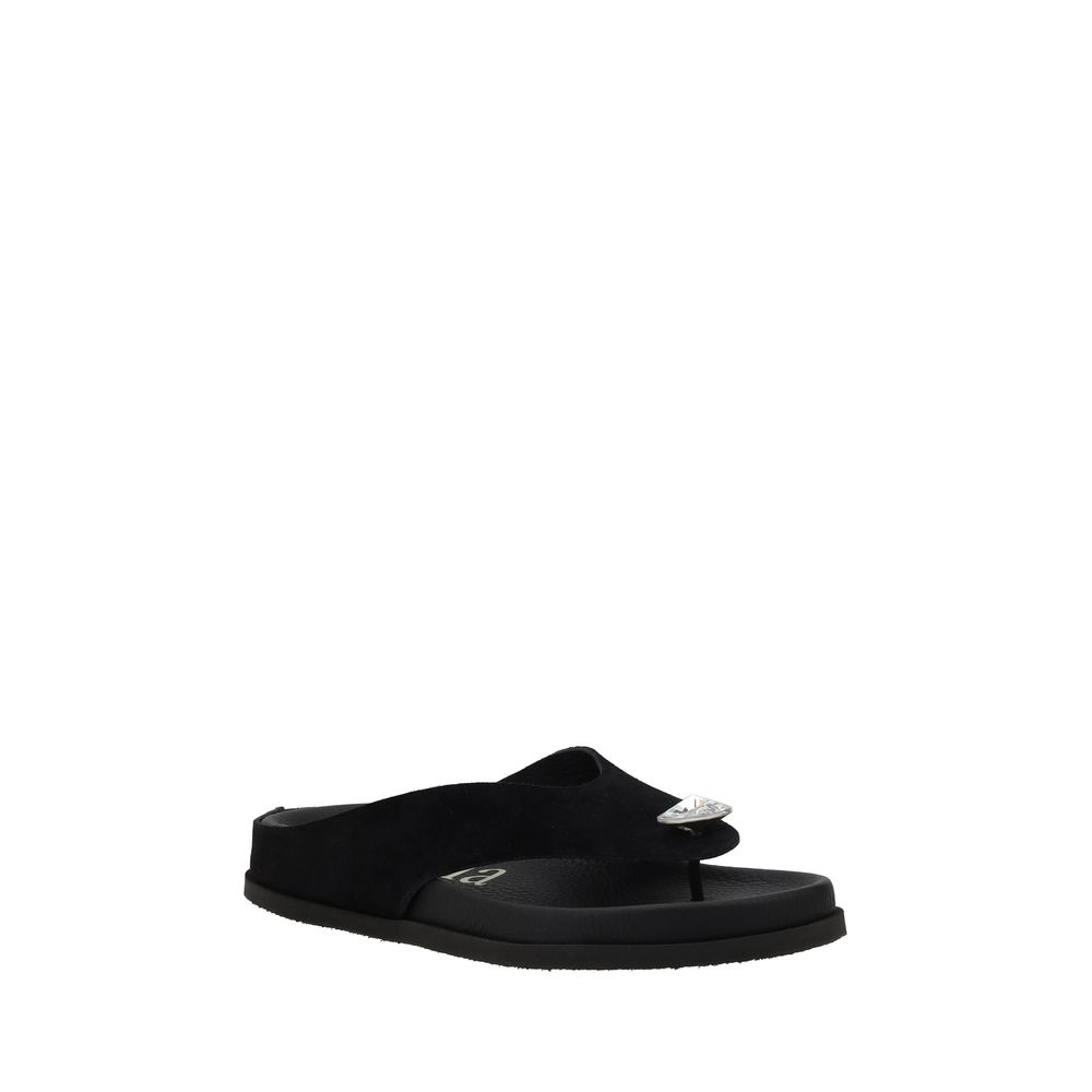 Pedro García Black Calf Leather Bos Taurus Strap-On Sandals