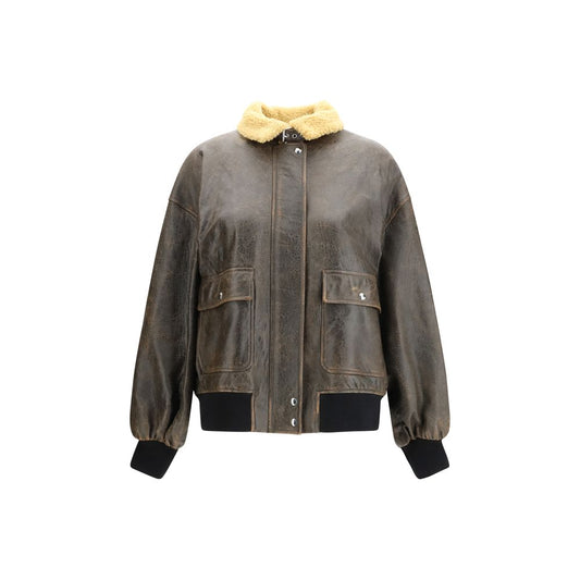 Khaite Brown Lamb Ovis Aries Aries Biker Jacket