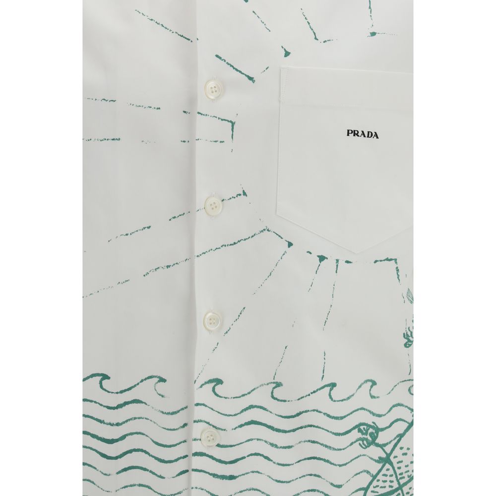Prada White Cotton Pattern Shirt