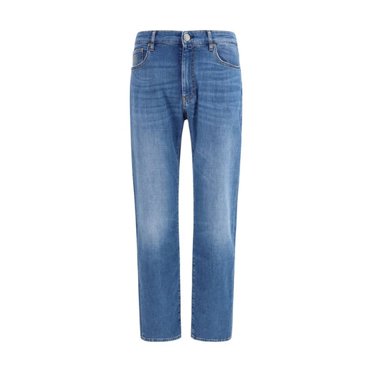 MooRER Blue Cotton Straight-Leg Jeans