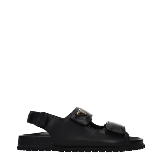 Prada Black Leather Sandals