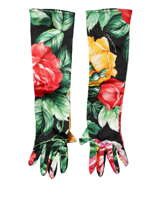 Dolce & Gabbana Multicolor Floral Print Elbow Length Women Gloves