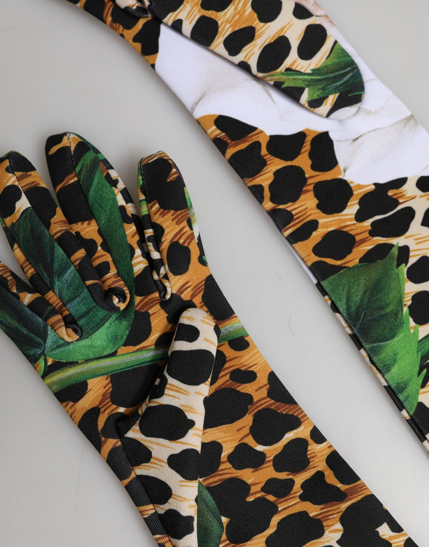 Dolce & Gabbana Multicolor Floral Leopard Elbow Length Women Gloves