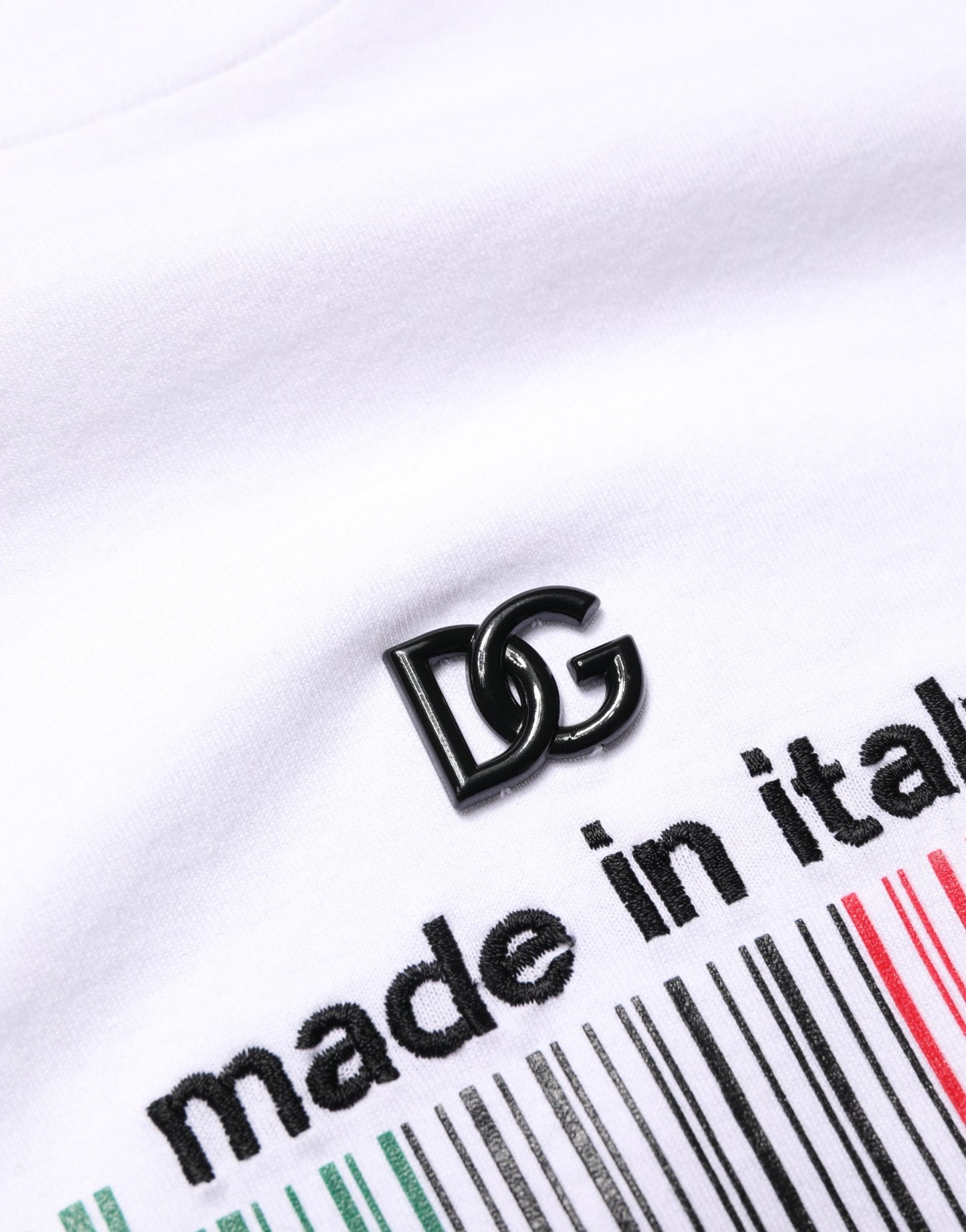 Dolce & Gabbana White Barcode Cotton Crew Neck Men T-shirt
