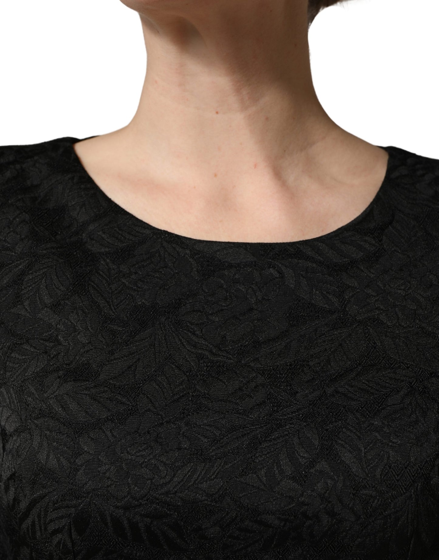 Dolce & Gabbana Black Floral Brocade Sheath Knee Length Dress