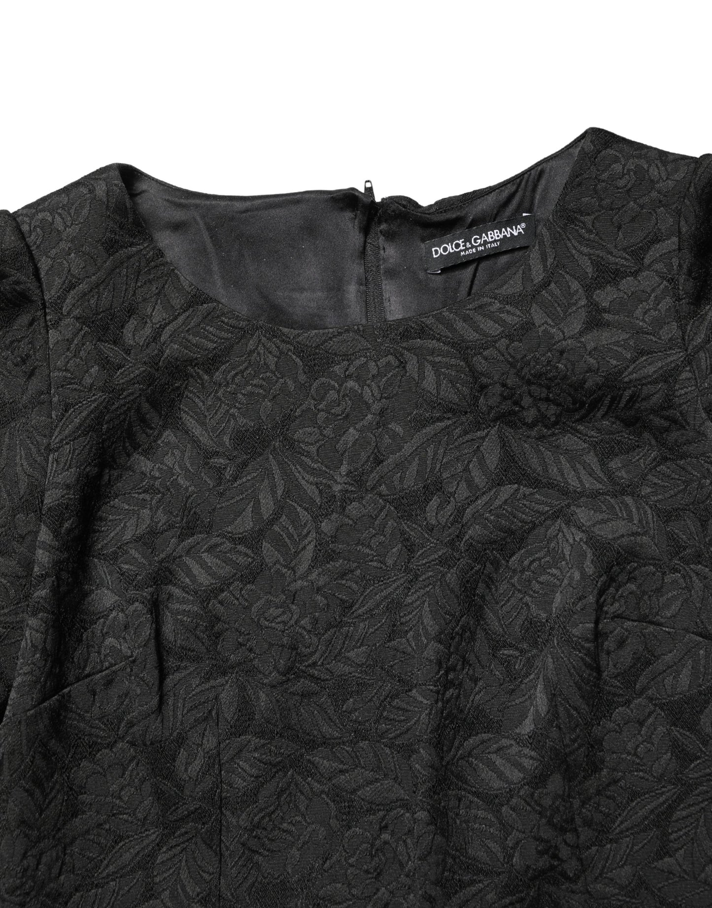 Dolce & Gabbana Black Floral Brocade Sheath Knee Length Dress