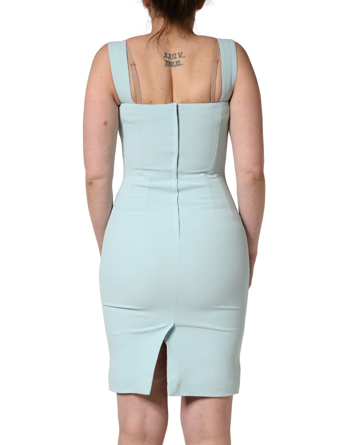 Dolce & Gabbana Green Square Neck Sleeveless Mini  Dress