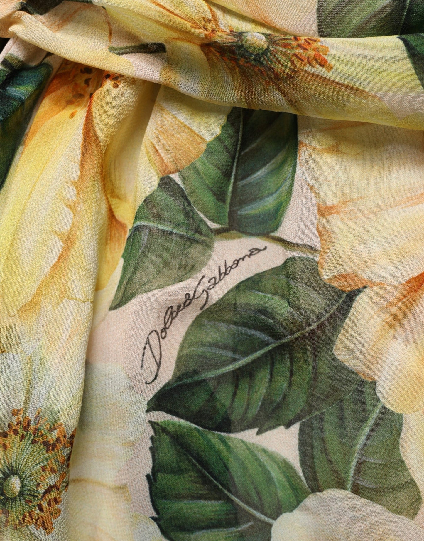 Dolce & Gabbana Yellow Silk Floral Print Pleated Maxi Dress