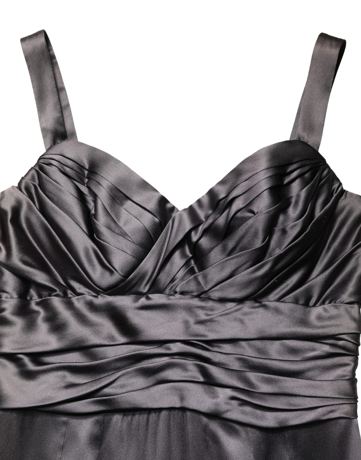 Dolce & Gabbana Black Satin Sleeveless Sweetheart Dress