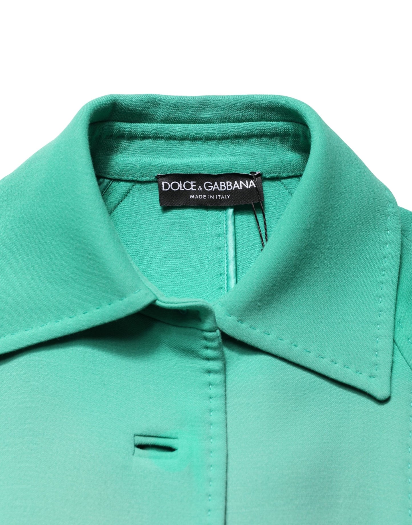 Dolce & Gabbana Green Buttoned Down Belt Trench Coat Jacket