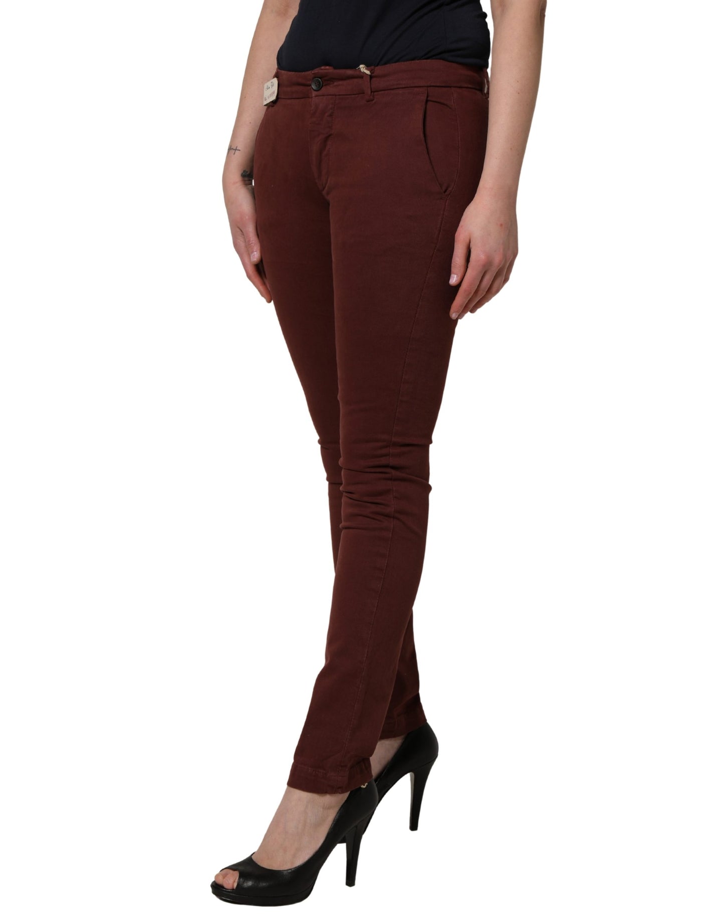Roy Roger's Maroon Mid Waisted Slim Fit Denim Trouser Jeans