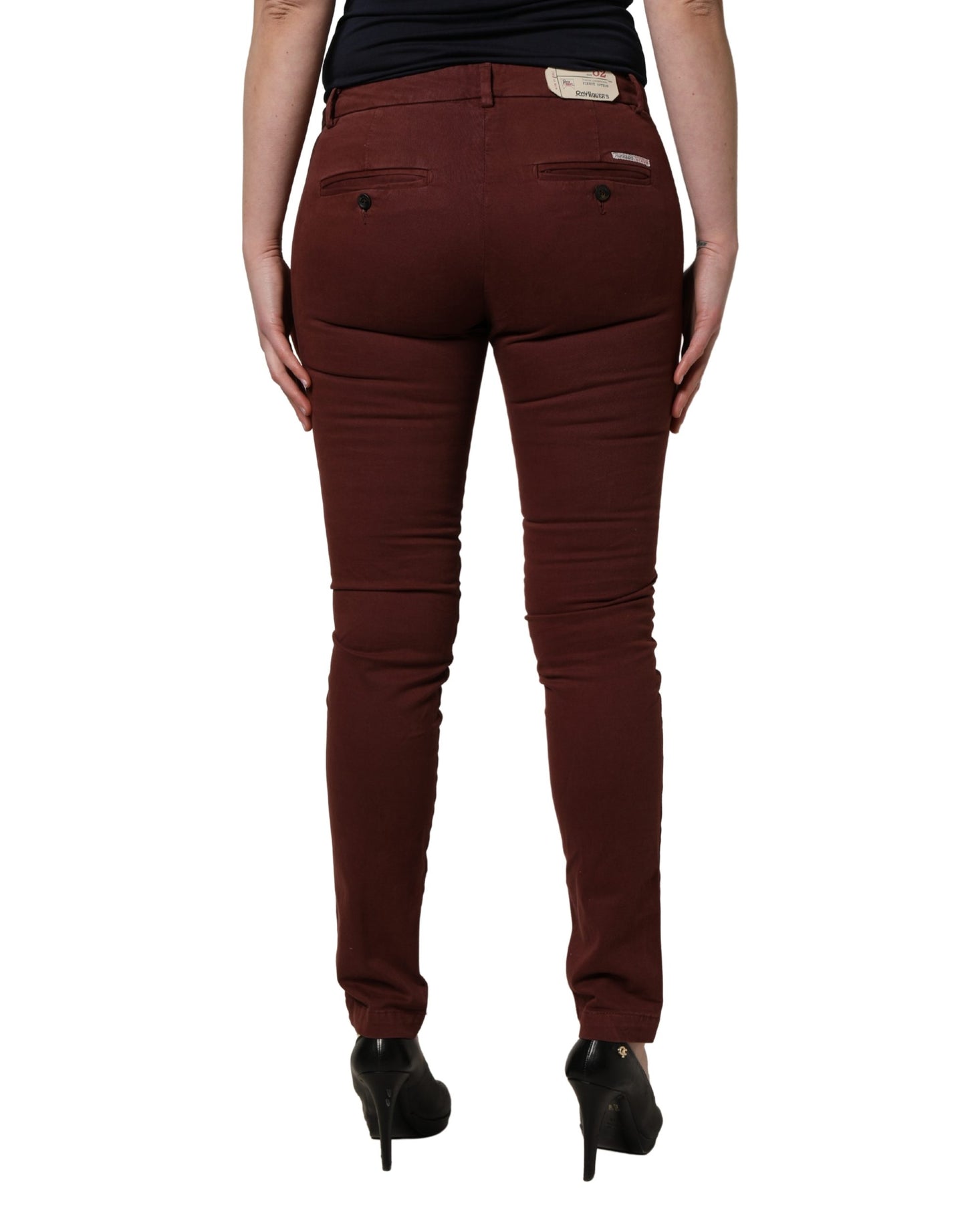 Roy Roger's Maroon Mid Waisted Slim Fit Denim Trouser Jeans