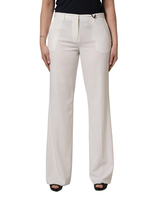 Twinset White Mid Waisted Wide Leg Chino Women Trouser Pants