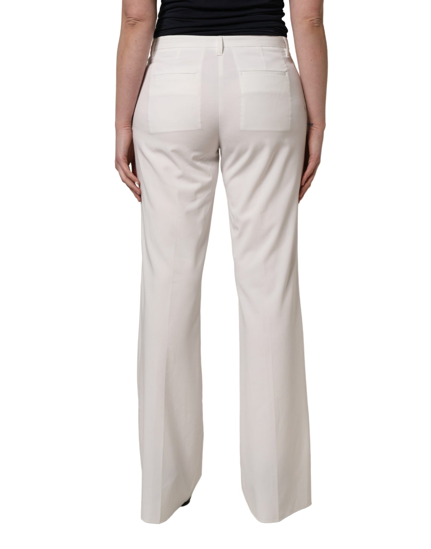 Twinset White Mid Waisted Wide Leg Chino Women Trouser Pants
