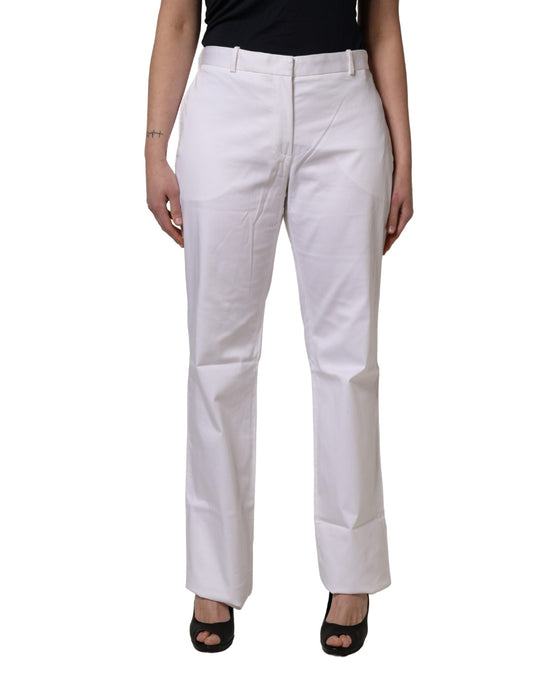GF Ferre White Mid Waist Straight Chino Women Trouser Pants