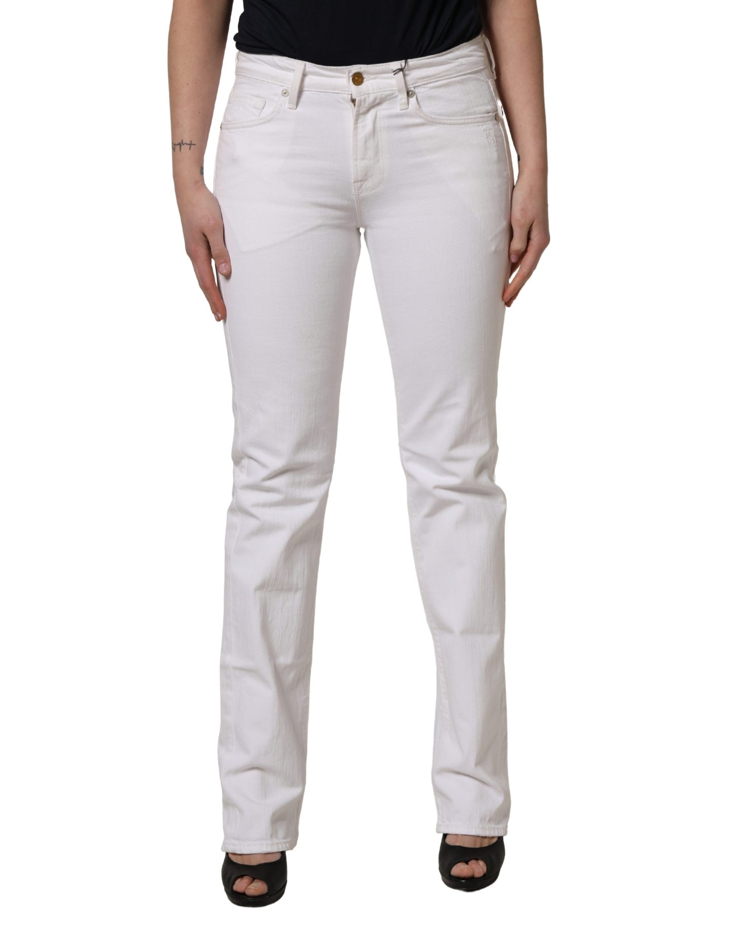 7 For All Mankind White Mid Waisted Skinny Denim Trouser Jeans
