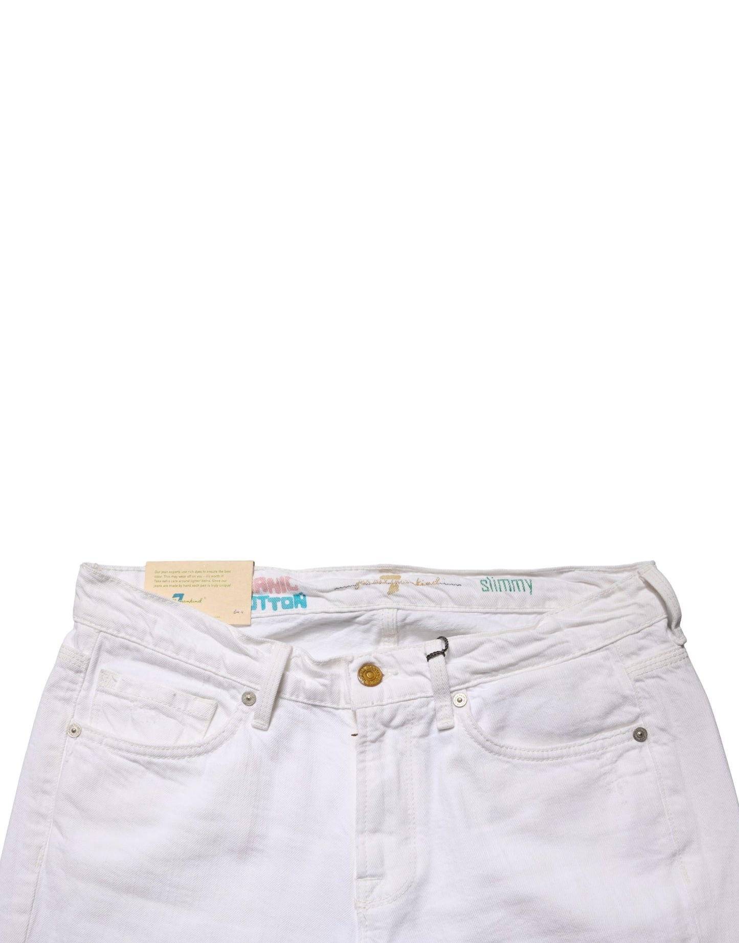 7 For All Mankind White Mid Waisted Skinny Denim Trouser Jeans