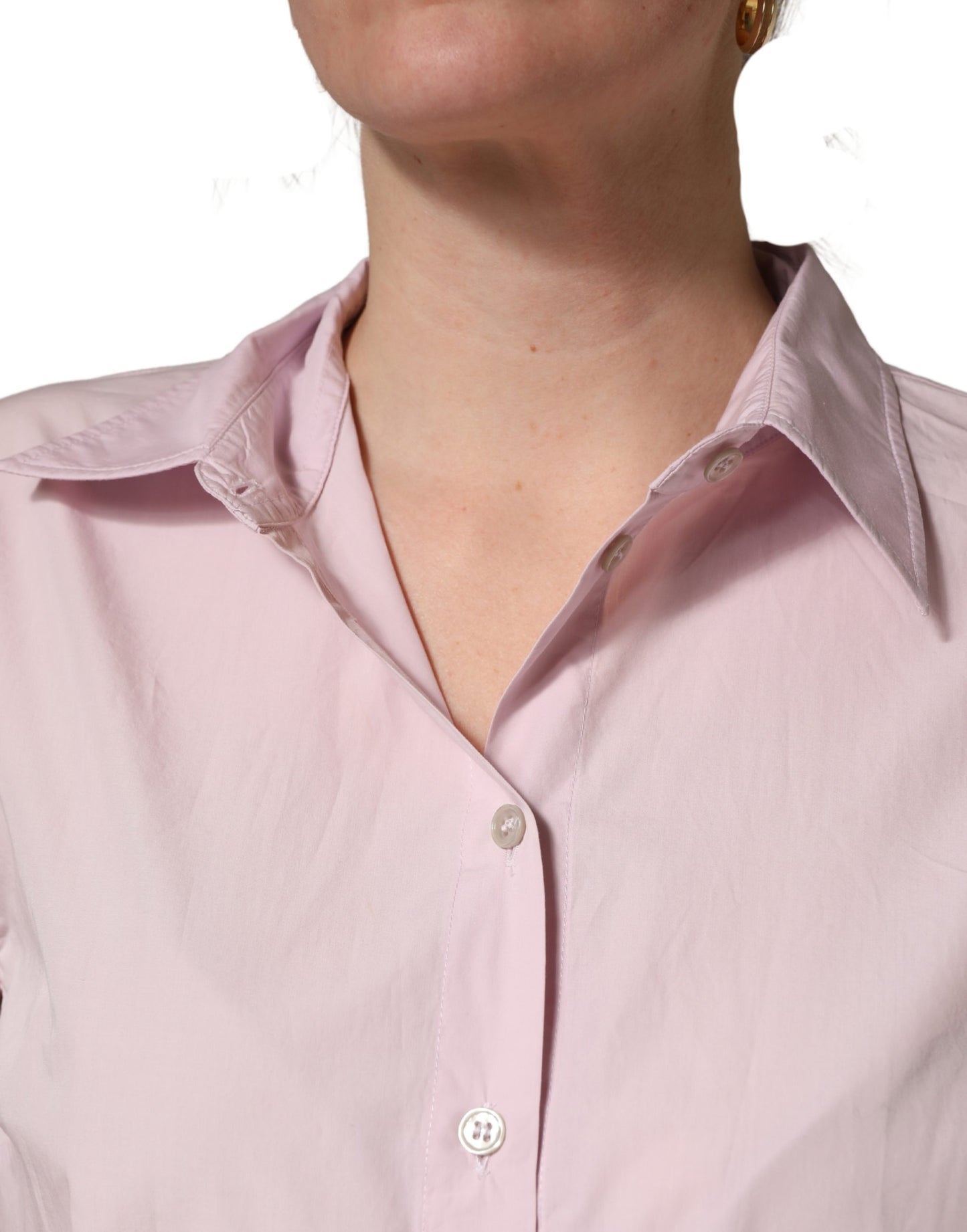 Dolce & Gabbana LightPink Cotton Collared Buttoned Blouse  Top