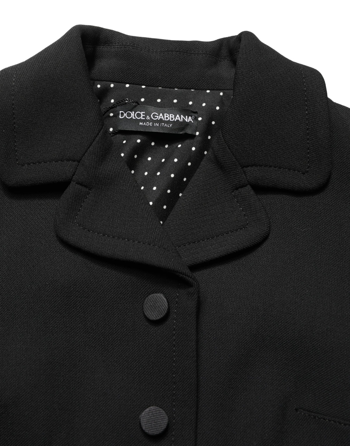Dolce & Gabbana Black Collared Short Sleeves Cropped Blouse Top